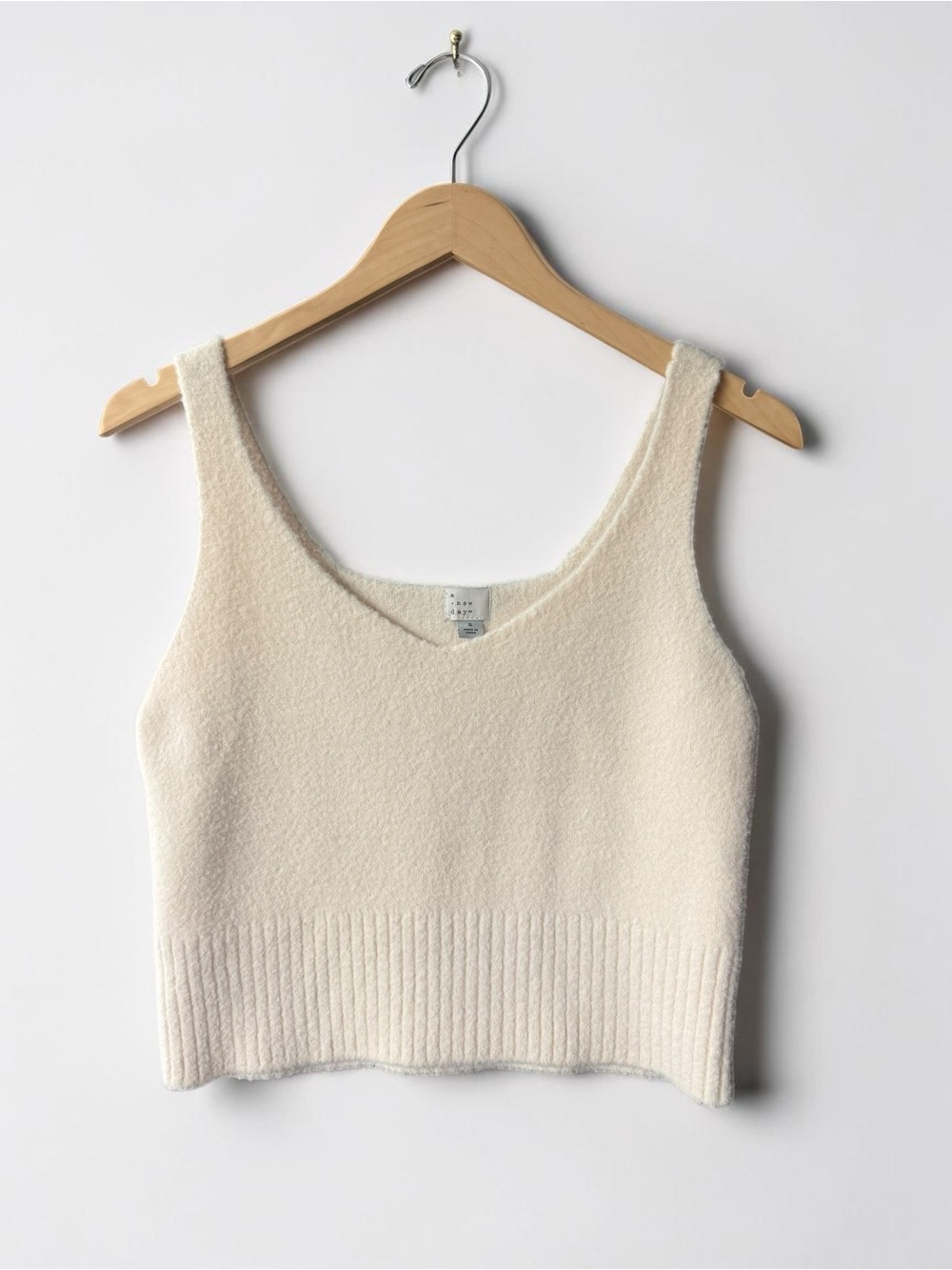 a new day Cream Knit V-Neck Cropped Tank